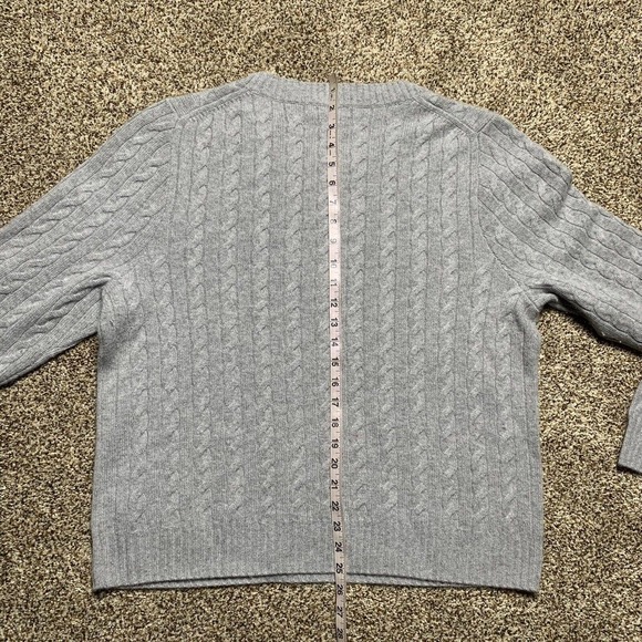 JCrew Cashmere Cable Knit Gray Sweater Size XXL 2XL Crewneck EUC - Picture 5 of 5